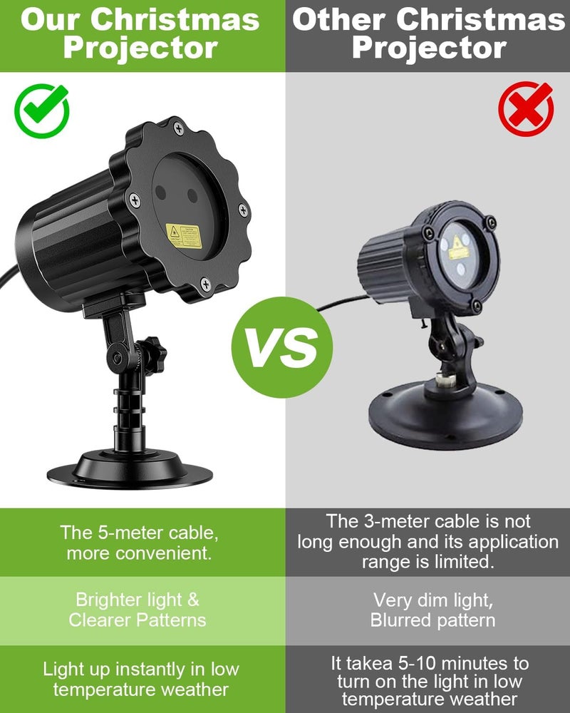 EH.DT Brighter Christmas Projector Lights Outdoor, Laser Light Projector with Remote, 8 Patterns Light Show Holiday Projector, Waterproof Christmas Decorations for Outside, Garden, Party, Home Decor - Image 2